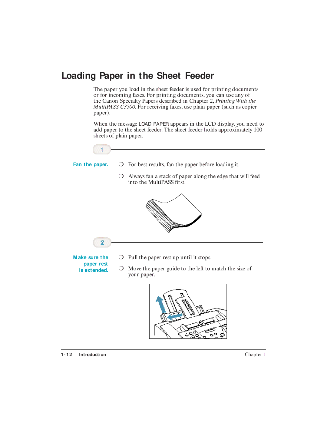 Canon C3500 user manual Loading Paper in the Sheet Feeder 