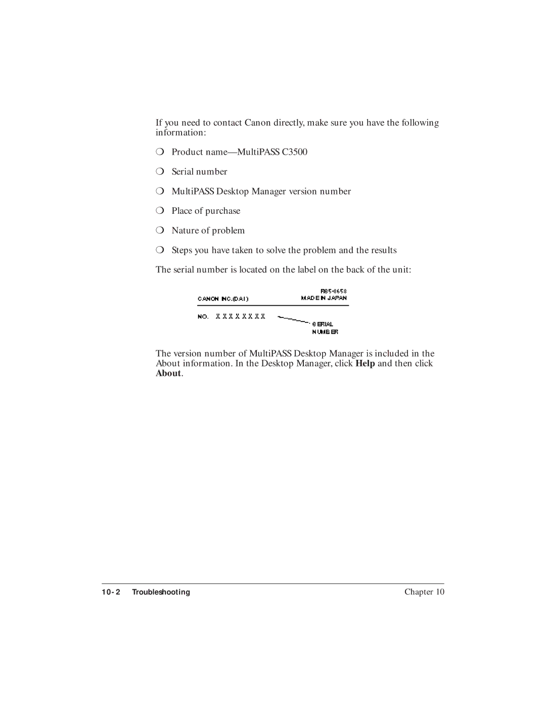 Canon C3500 user manual Troubleshooting 