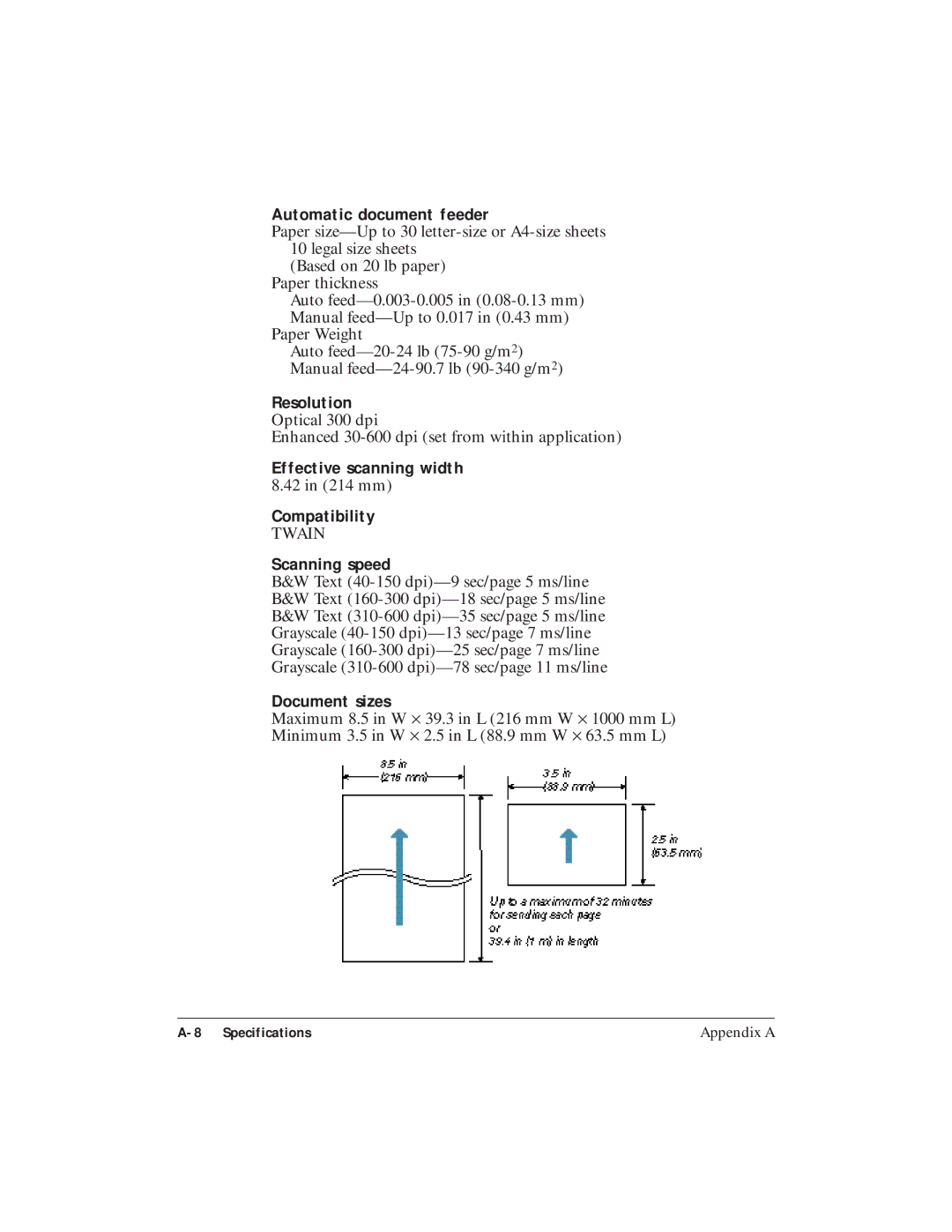 Canon C3500 user manual Effective scanning width 