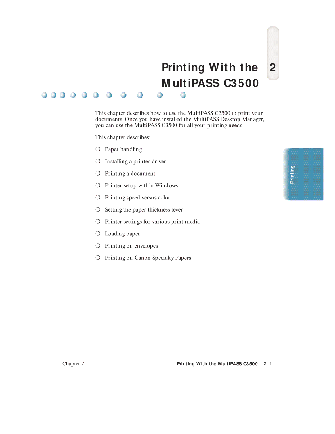 Canon user manual Printing With MultiPASS C3500 