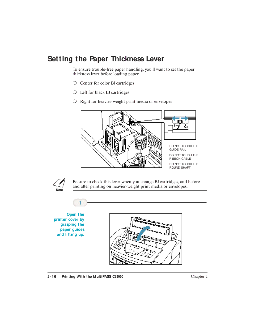 Canon C3500 user manual Setting the Paper Thickness Lever 