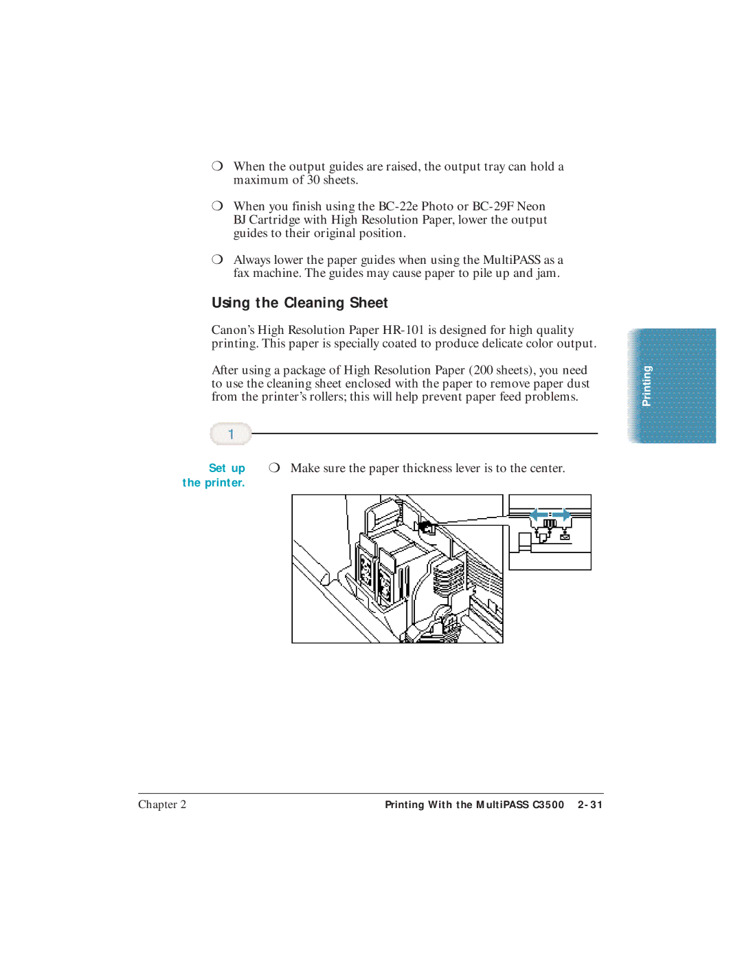 Canon C3500 user manual Using the Cleaning Sheet, Set up 