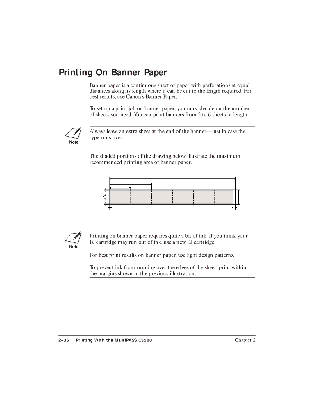 Canon C3500 user manual Printing On Banner Paper 