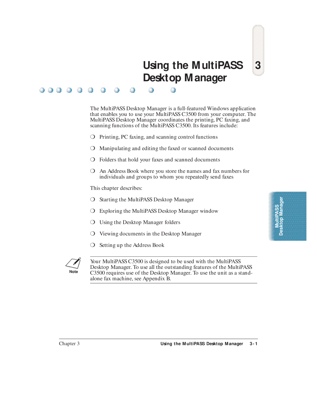 Canon C3500 user manual Using the MultiPASS Desktop Manager 