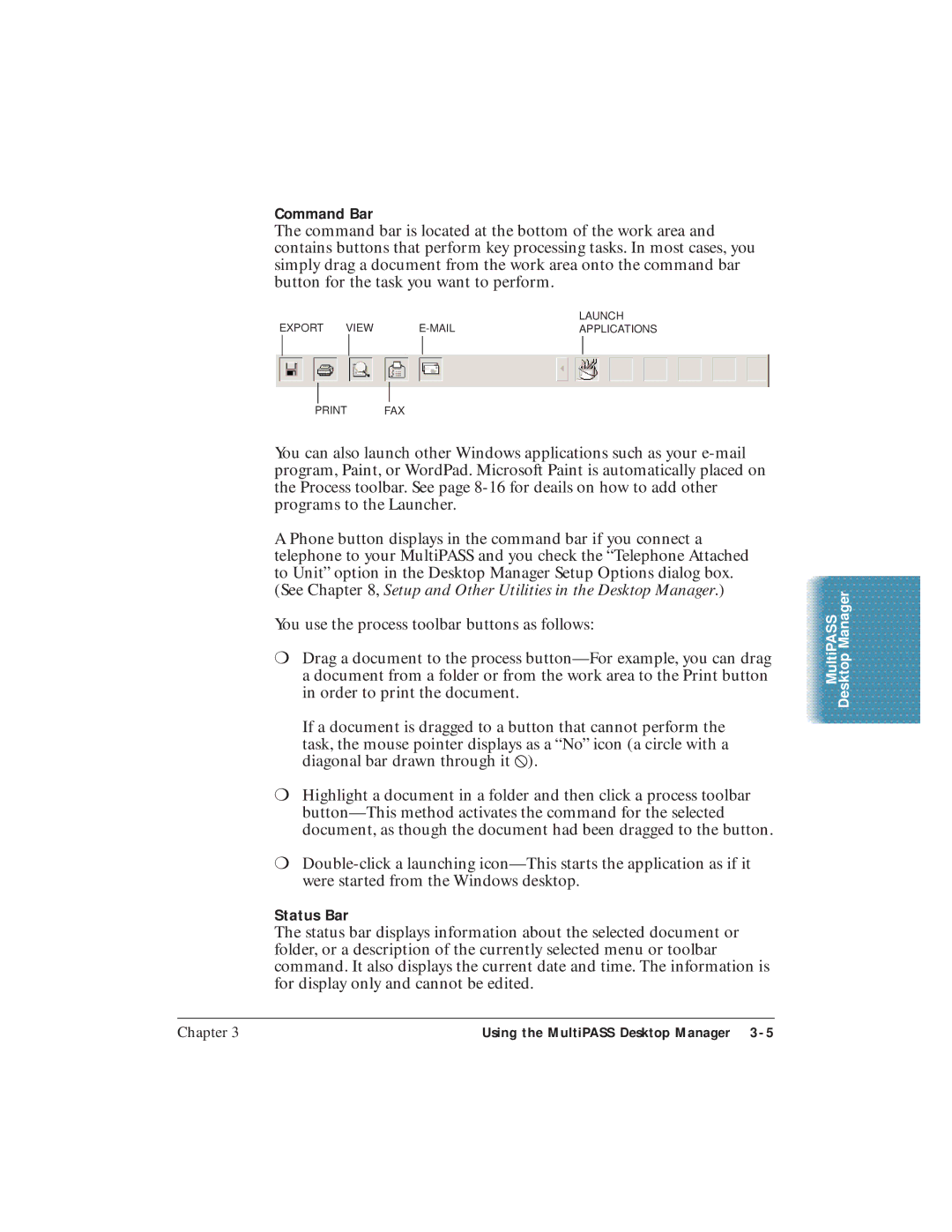 Canon C3500 user manual Command Bar, Status Bar 