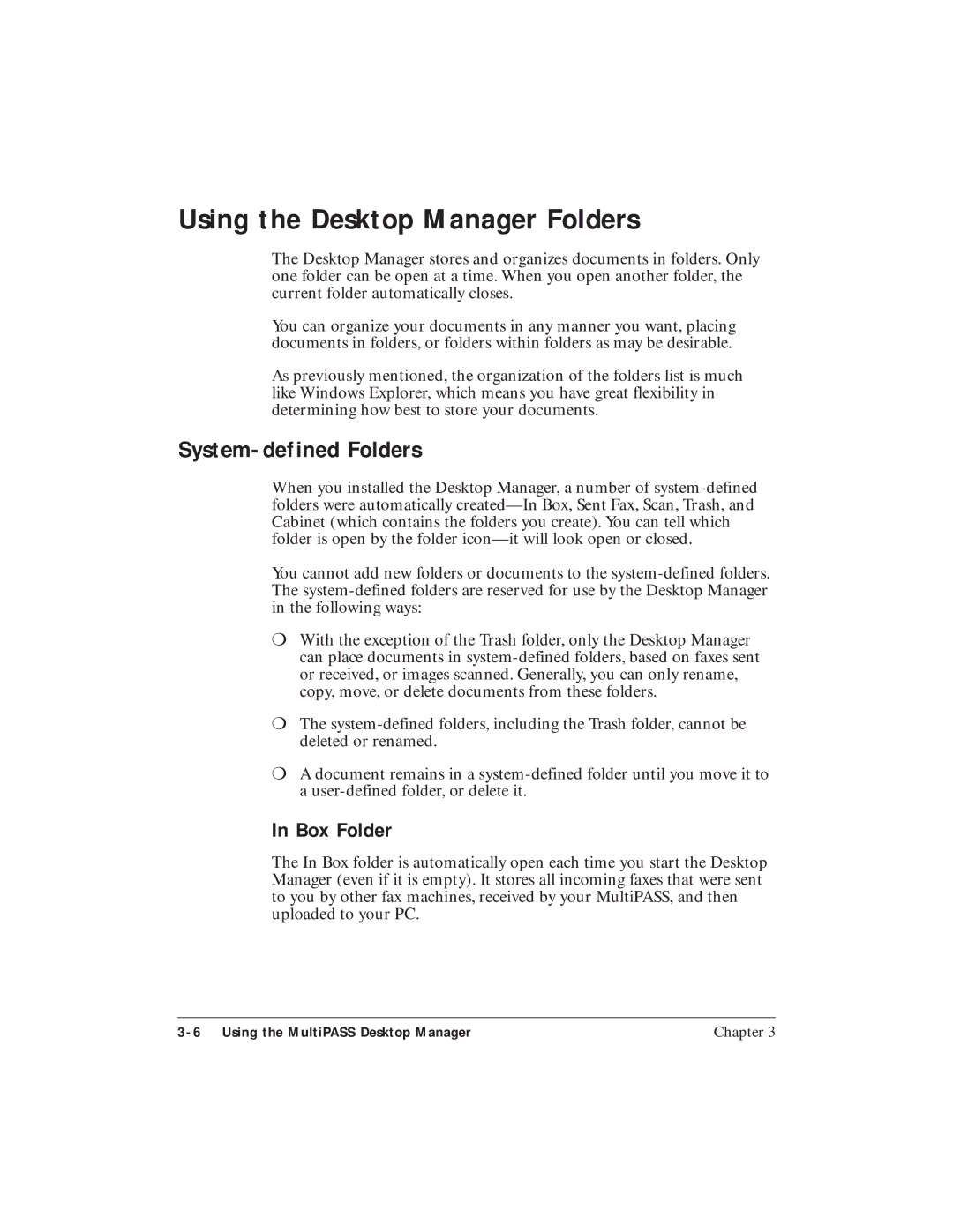 Canon C3500 user manual Using the Desktop Manager Folders, System-defined Folders, Box Folder 