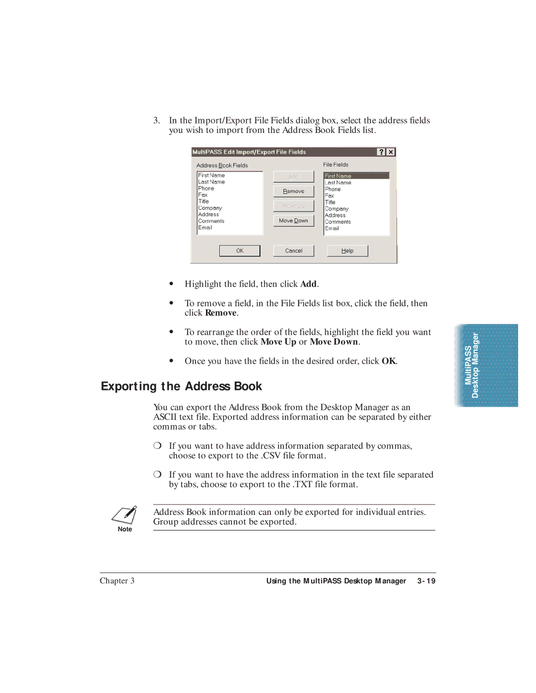 Canon C3500 user manual Exporting the Address Book 