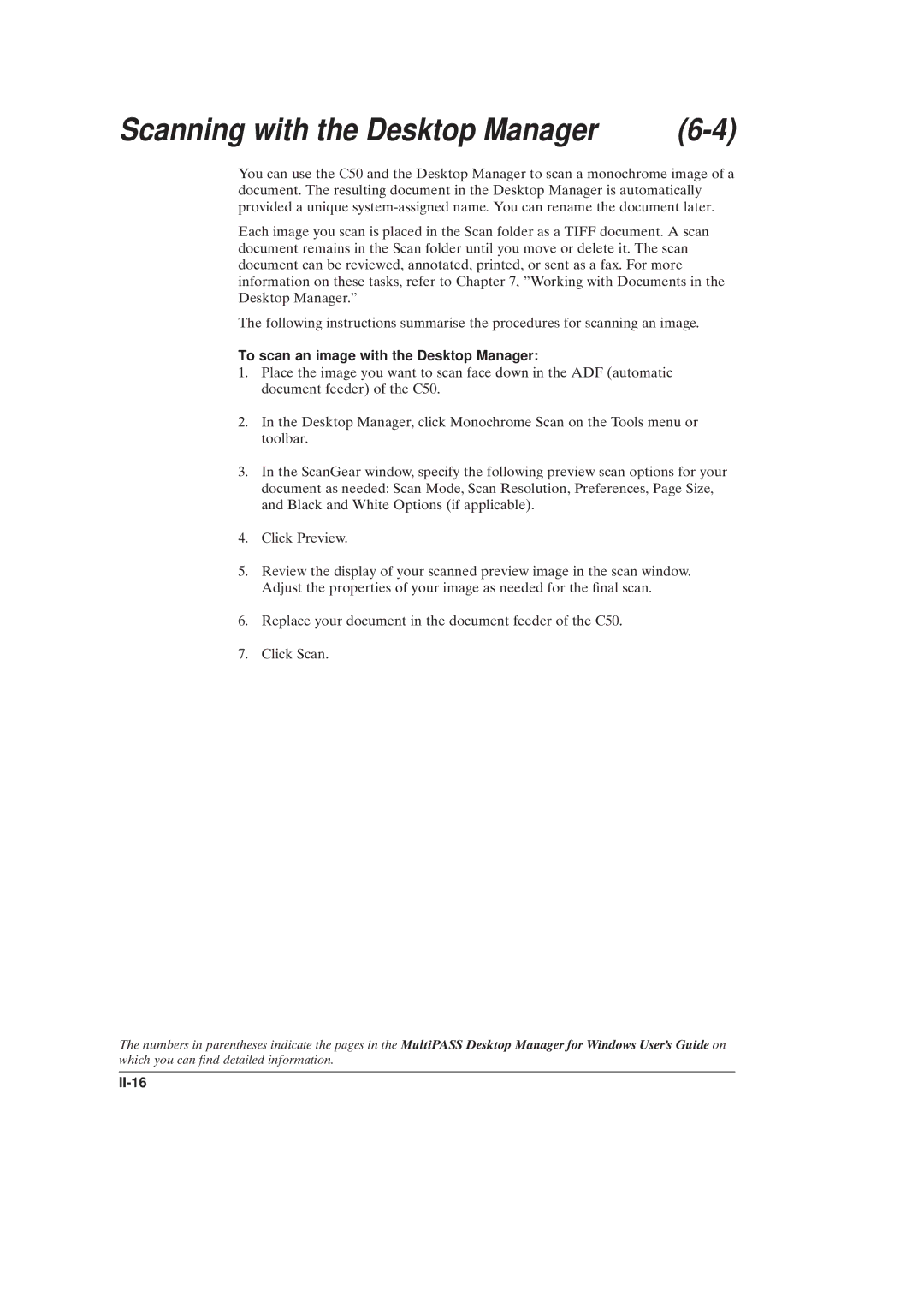 Canon C50 manual To scan an image with the Desktop Manager, II-16 