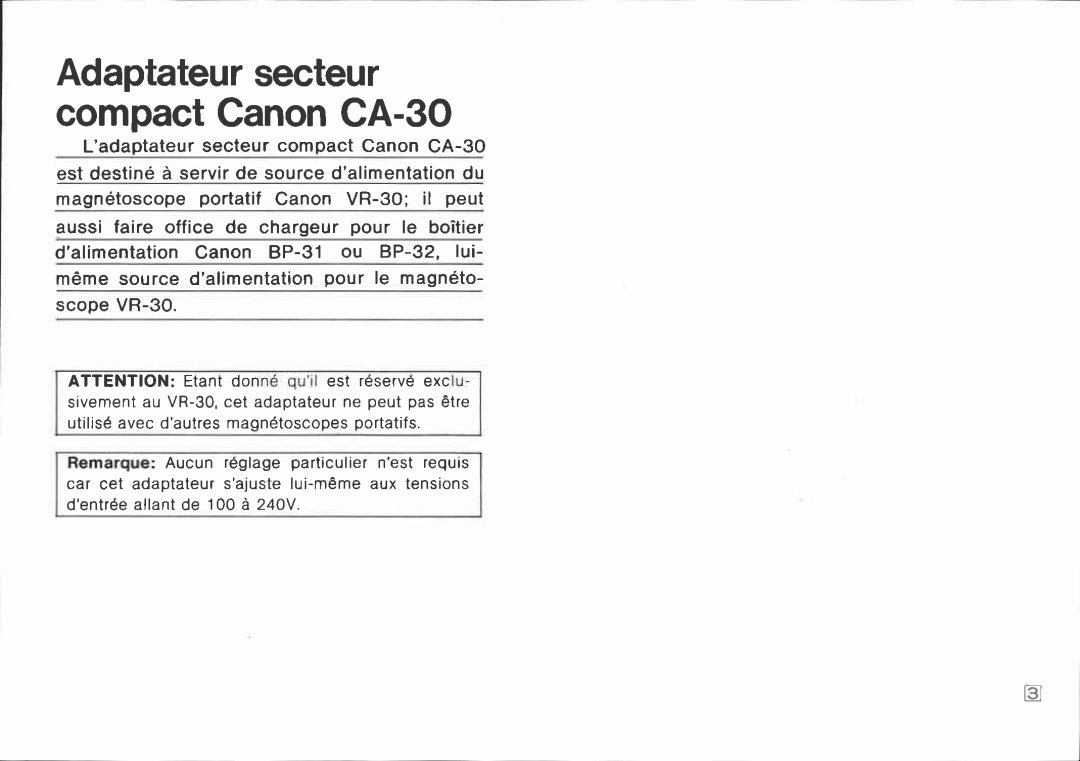 Canon CA-30 manual 