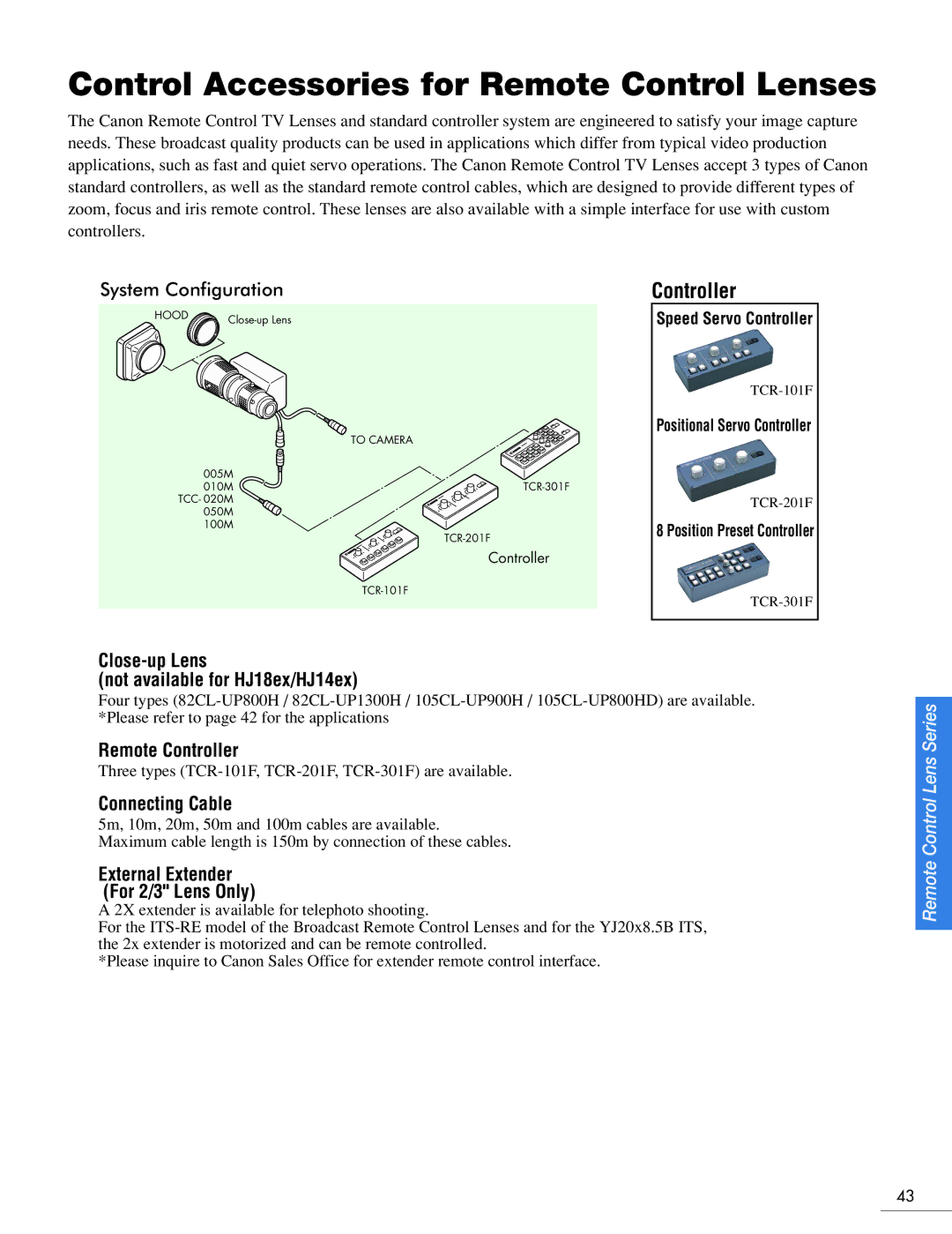 Canon Camcorder manual Control Accessories for Remote Control Lenses 