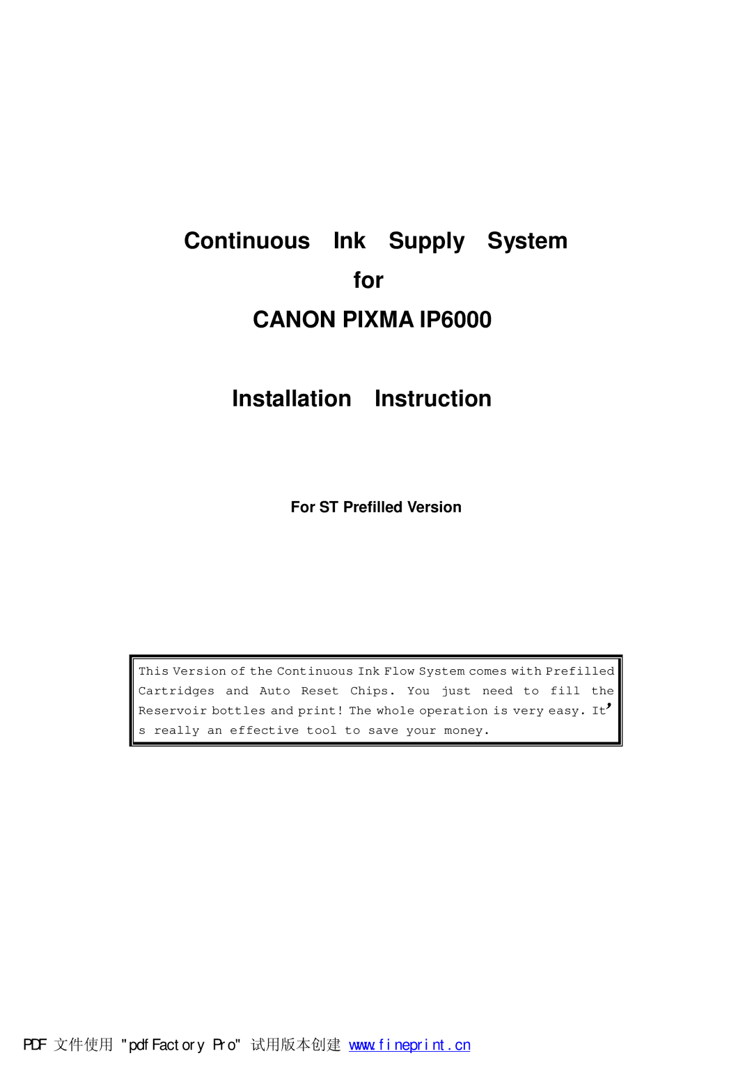 Canon Canon Pixma IP6000 manual For ST Prefilled Version 