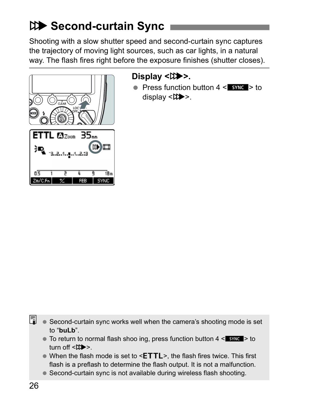 Canon Canon Speedlite 600EX RT instruction manual RSecond-curtain Sync, Display r 