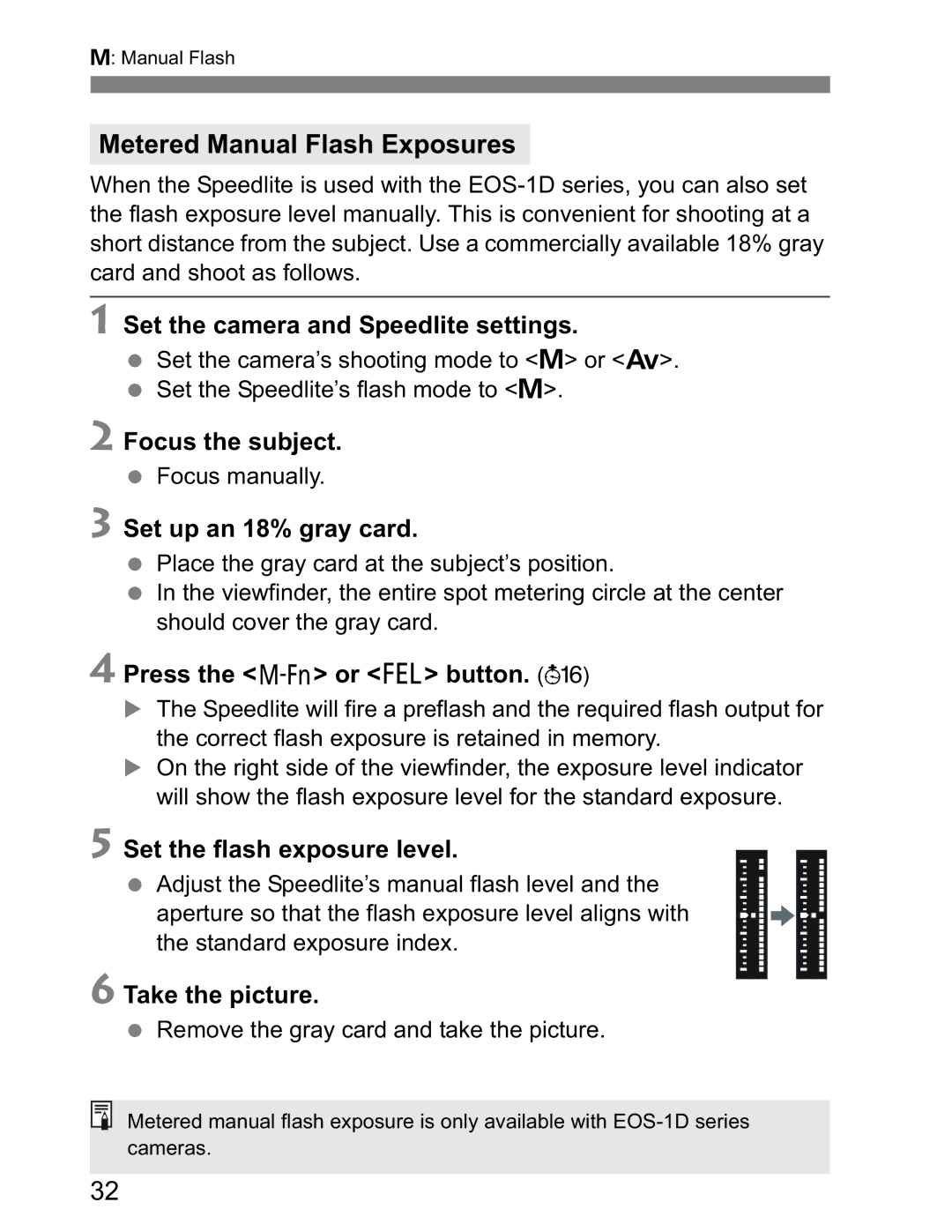 Canon Canon Speedlite 600EX RT instruction manual Metered Manual Flash Exposures, Set up an 18% gray card 