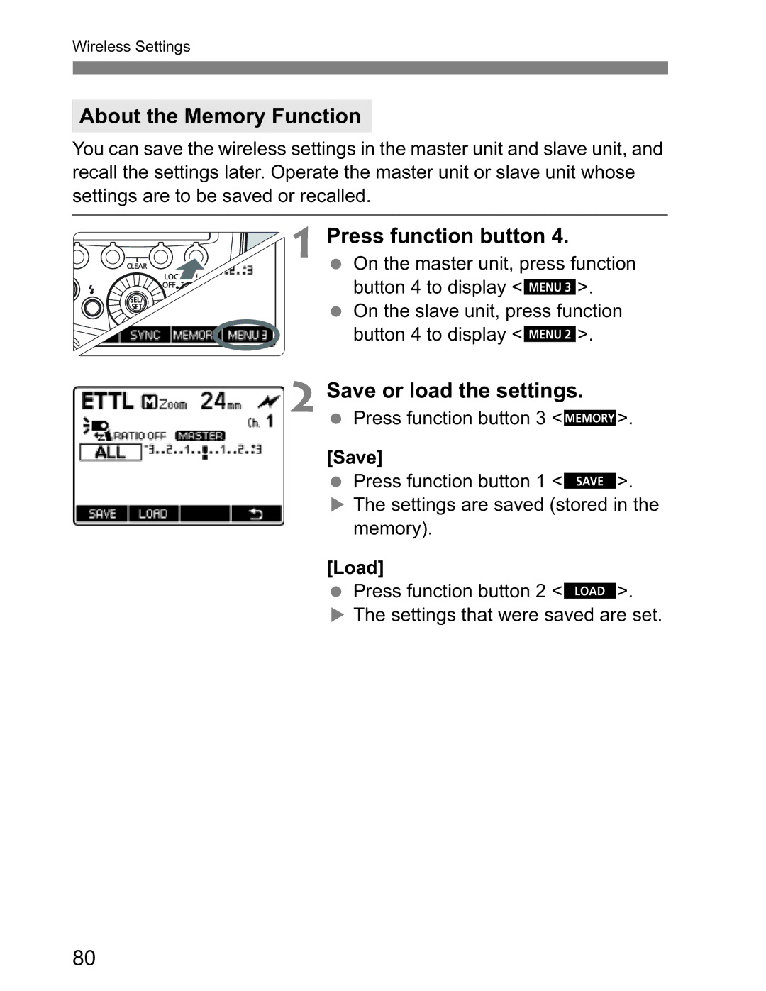 Canon Canon Speedlite 600EX RT instruction manual About the Memory Function 