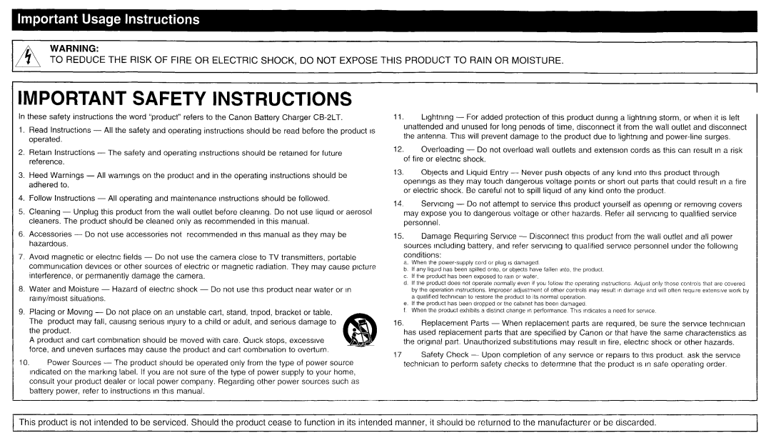 Canon CB-2LTE manual 1IiI~, @ All, Technicran 