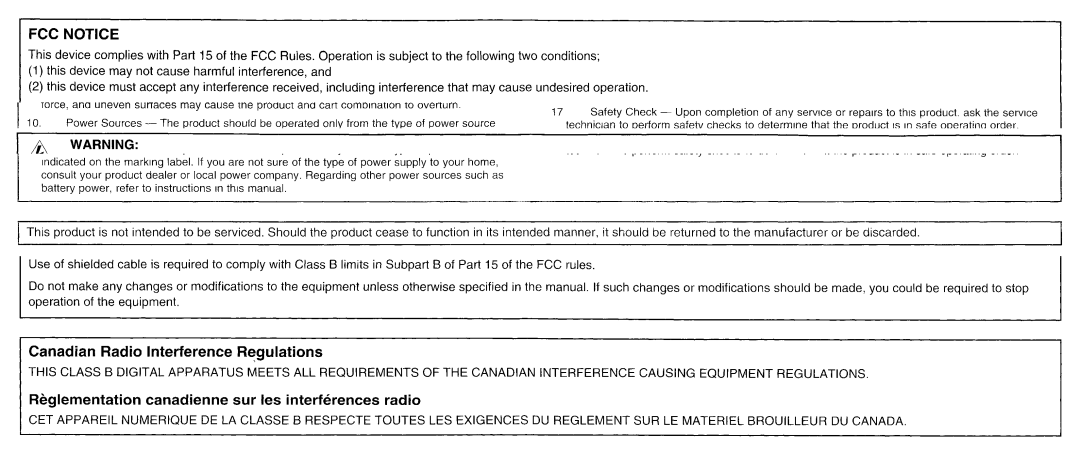 Canon CB-2LTE manual FCC Notice, Canadian Radio Interference RegulationsR~gulations 