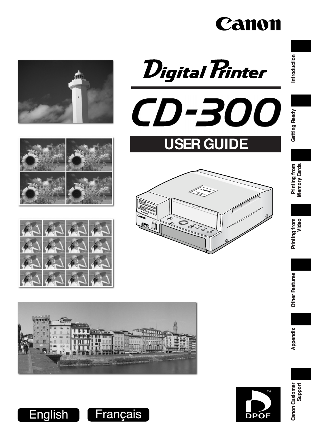 Canon CD-300 manual User Guide, Appendix, Other Features, Printing from, Getting Ready, Support, Video, Canon Customer 