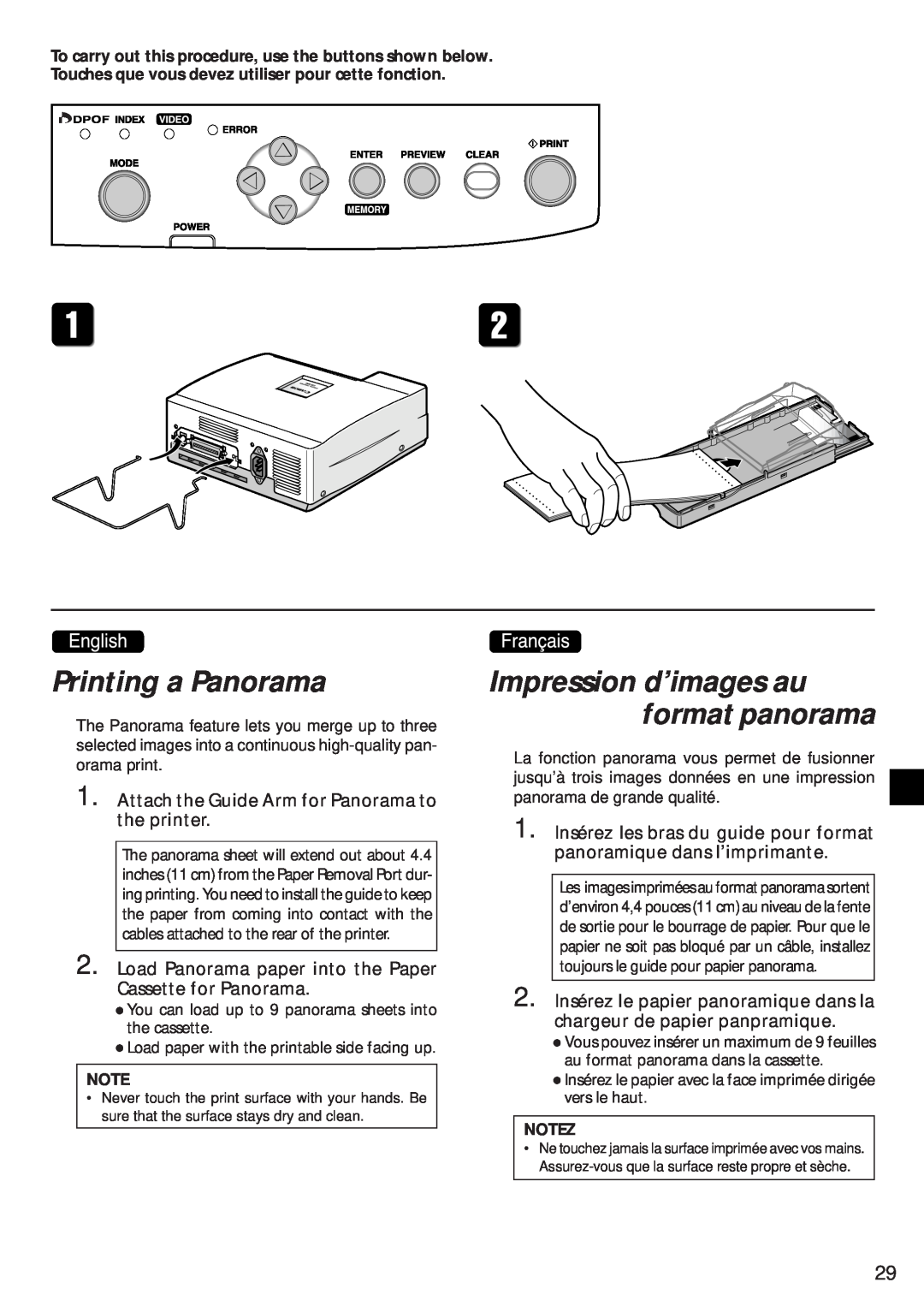 Canon CD-300 Printing a Panorama, Impression d’images au format panorama, Attach the Guide Arm for Panorama to the printer 