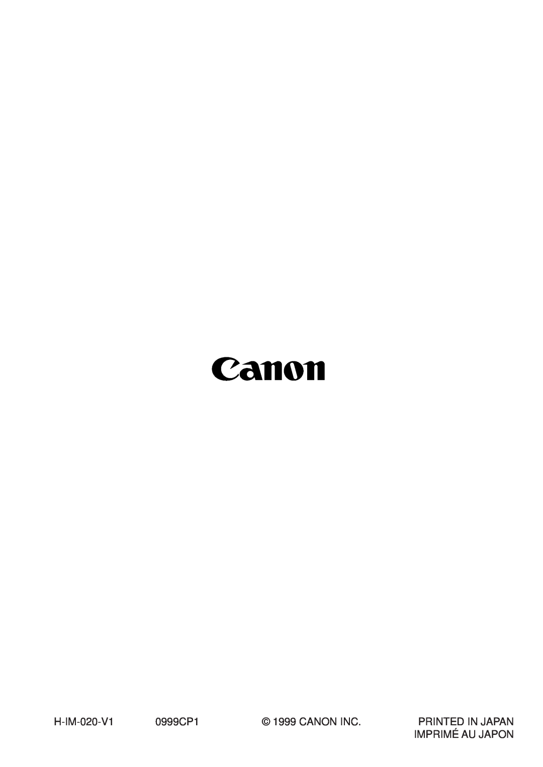 Canon CD-300 manual H-IM-020-V1, 0999CP1, Canon Inc, Printed In Japan, Imprimé Au Japon 