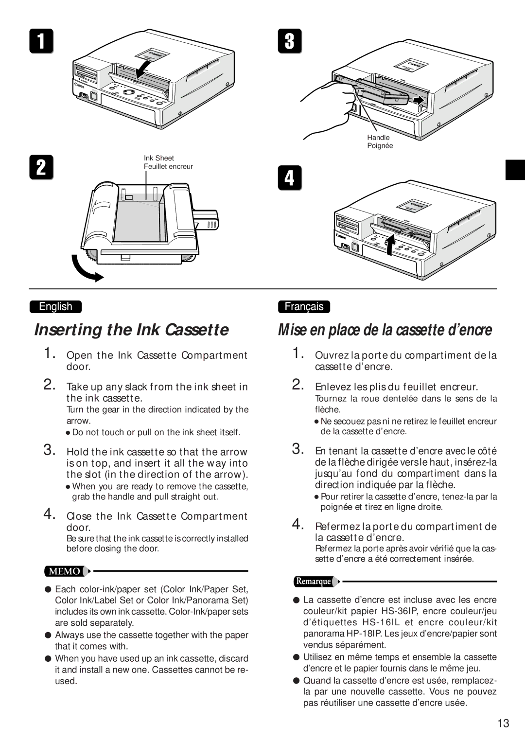 Canon CD-300 manual Inserting the Ink Cassette 