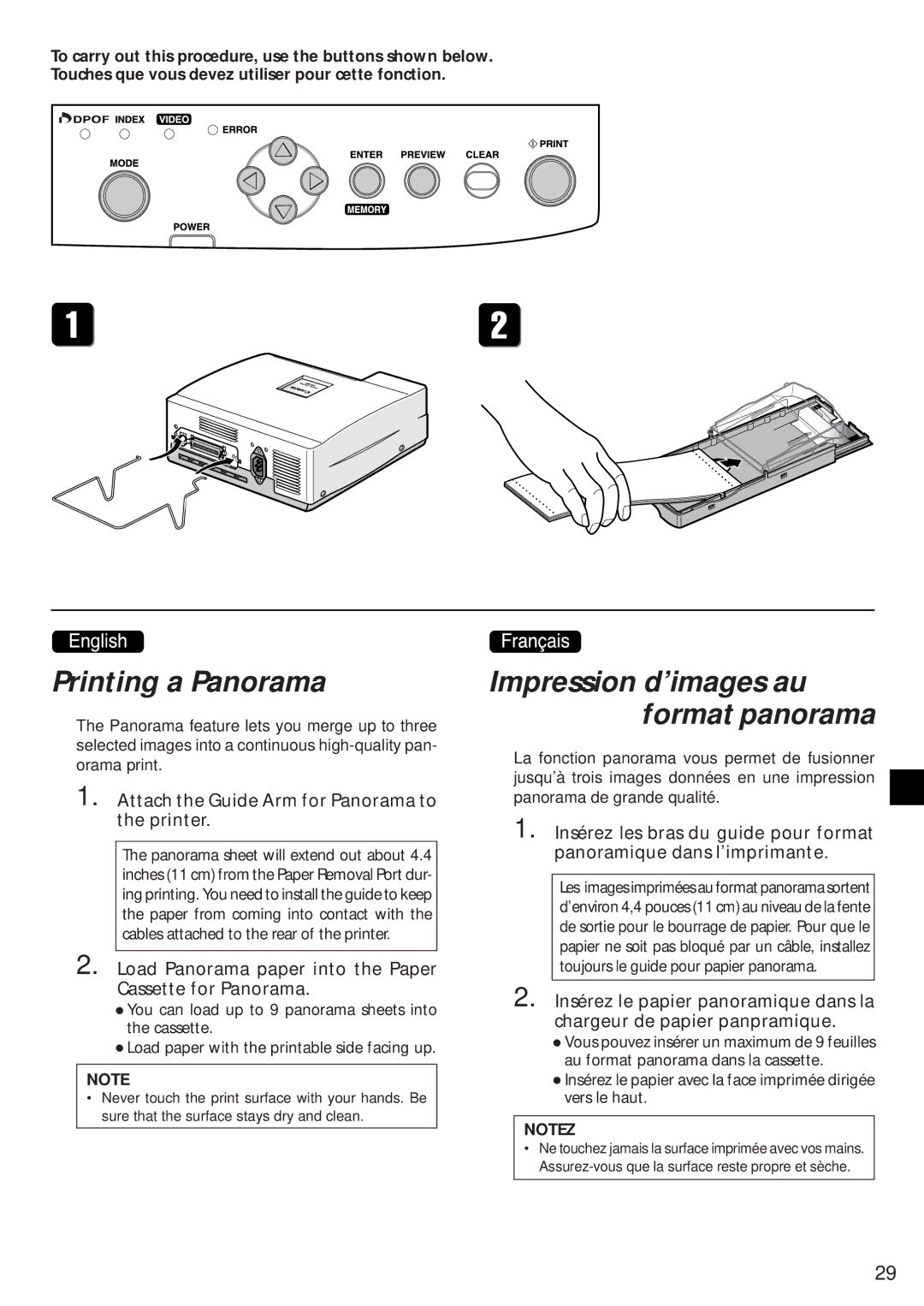 Canon CD-300 Printing a Panorama, Impression d’images au format panorama, Attach the Guide Arm for Panorama to the printer 