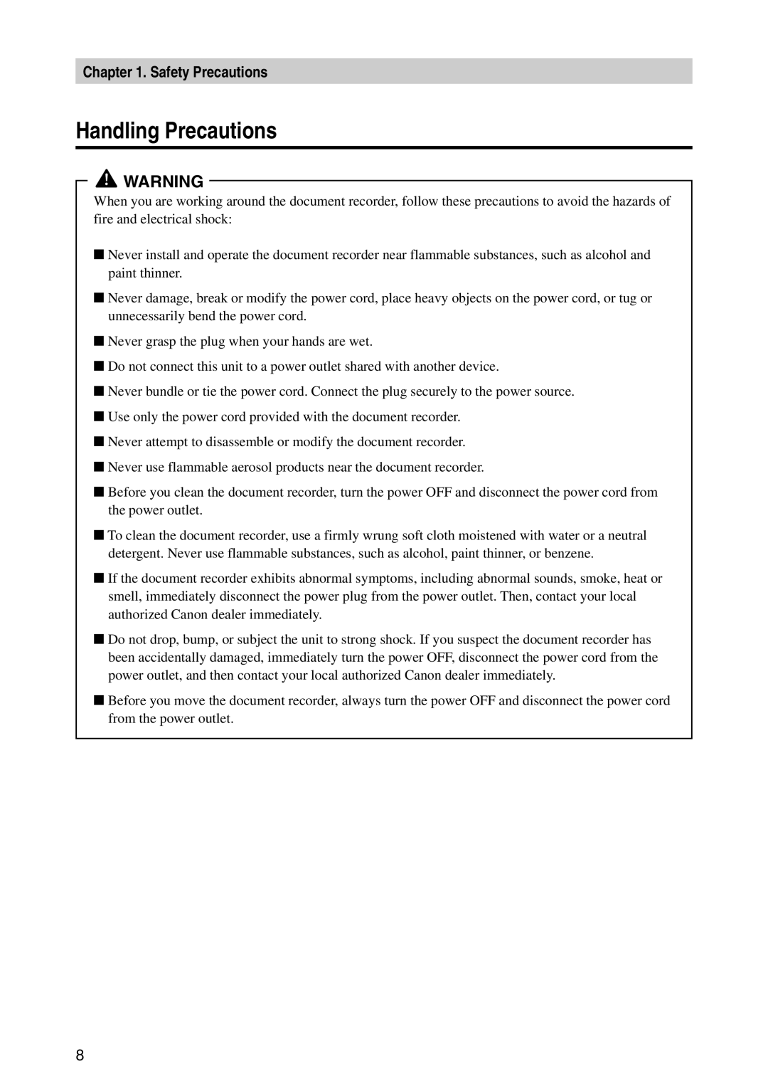 Canon CD-4070NW manual Handling Precautions 