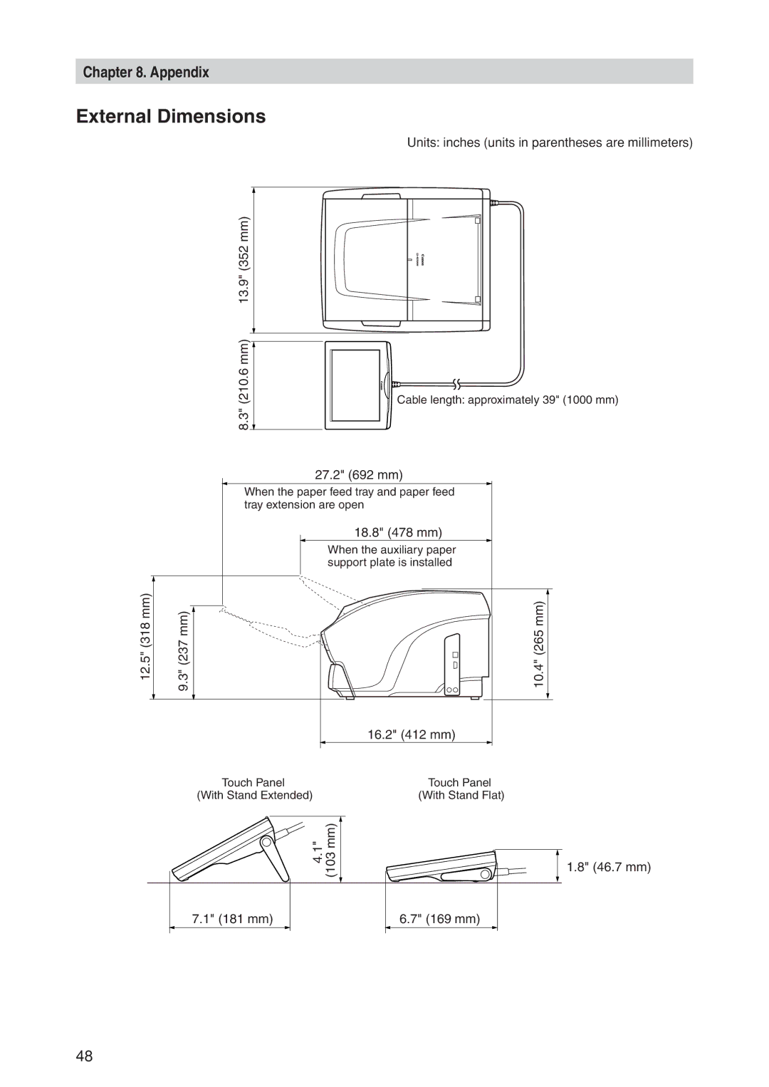 Canon CD-4070NW manual External Dimensions 