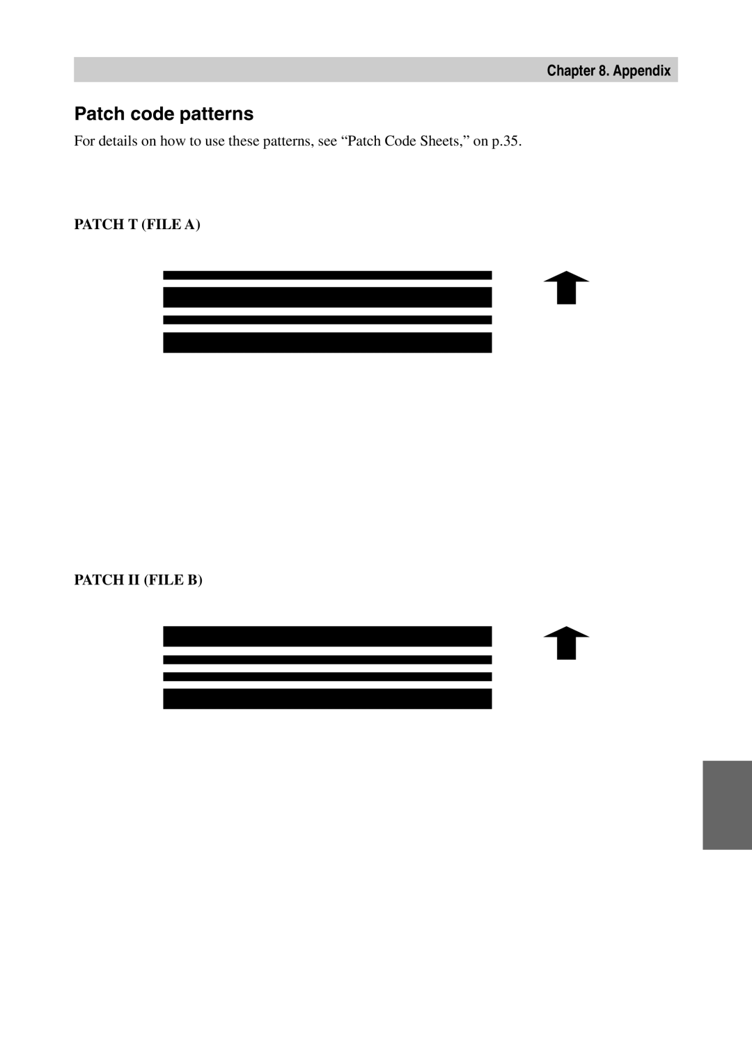 Canon CD-4070NW manual Patch code patterns, Patch T File a Patch II File B 