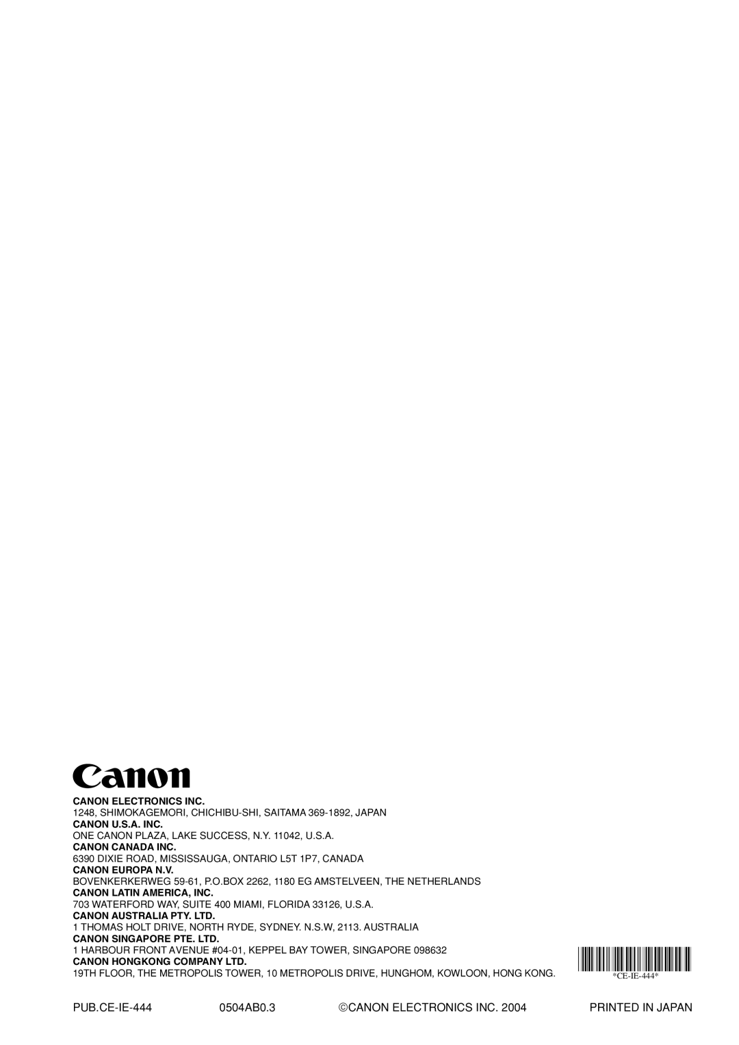 Canon CD-4070NW manual PUB.CE-IE-444 