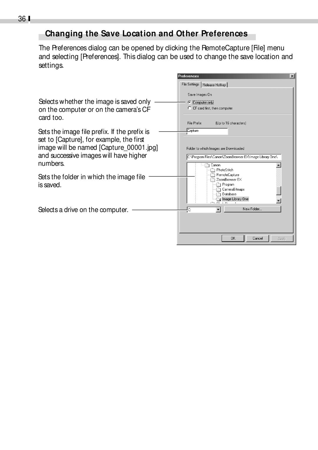 Canon CDI-E019-010 manual Changing the Save Location and Other Preferences 