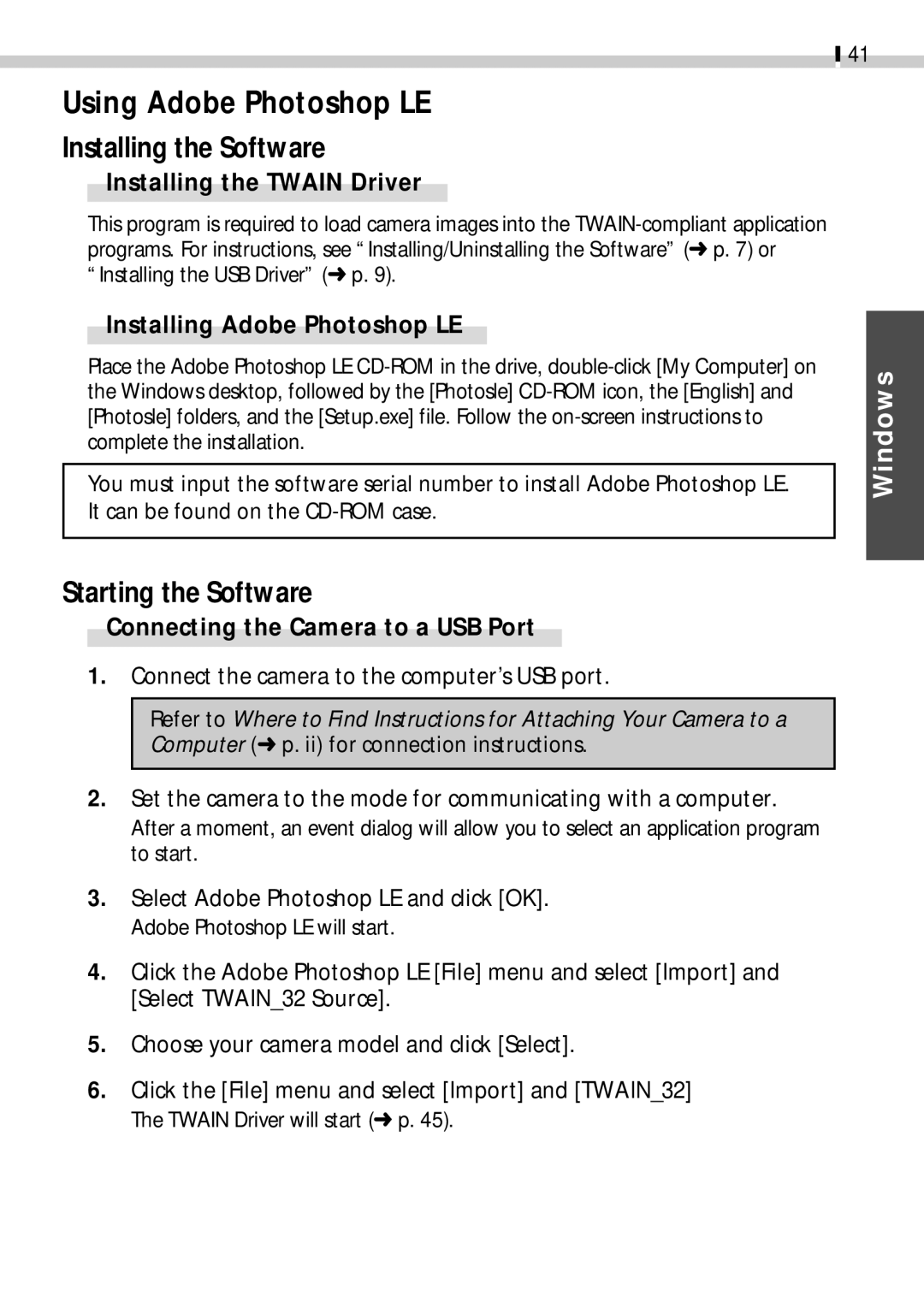 Canon CDI-E019-010 manual Using Adobe Photoshop LE, Installing Adobe Photoshop LE 