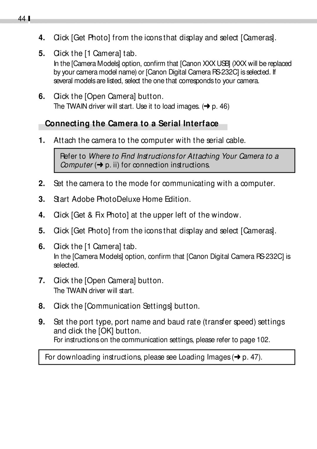 Canon CDI-E019-010 manual Click the Open Camera button 