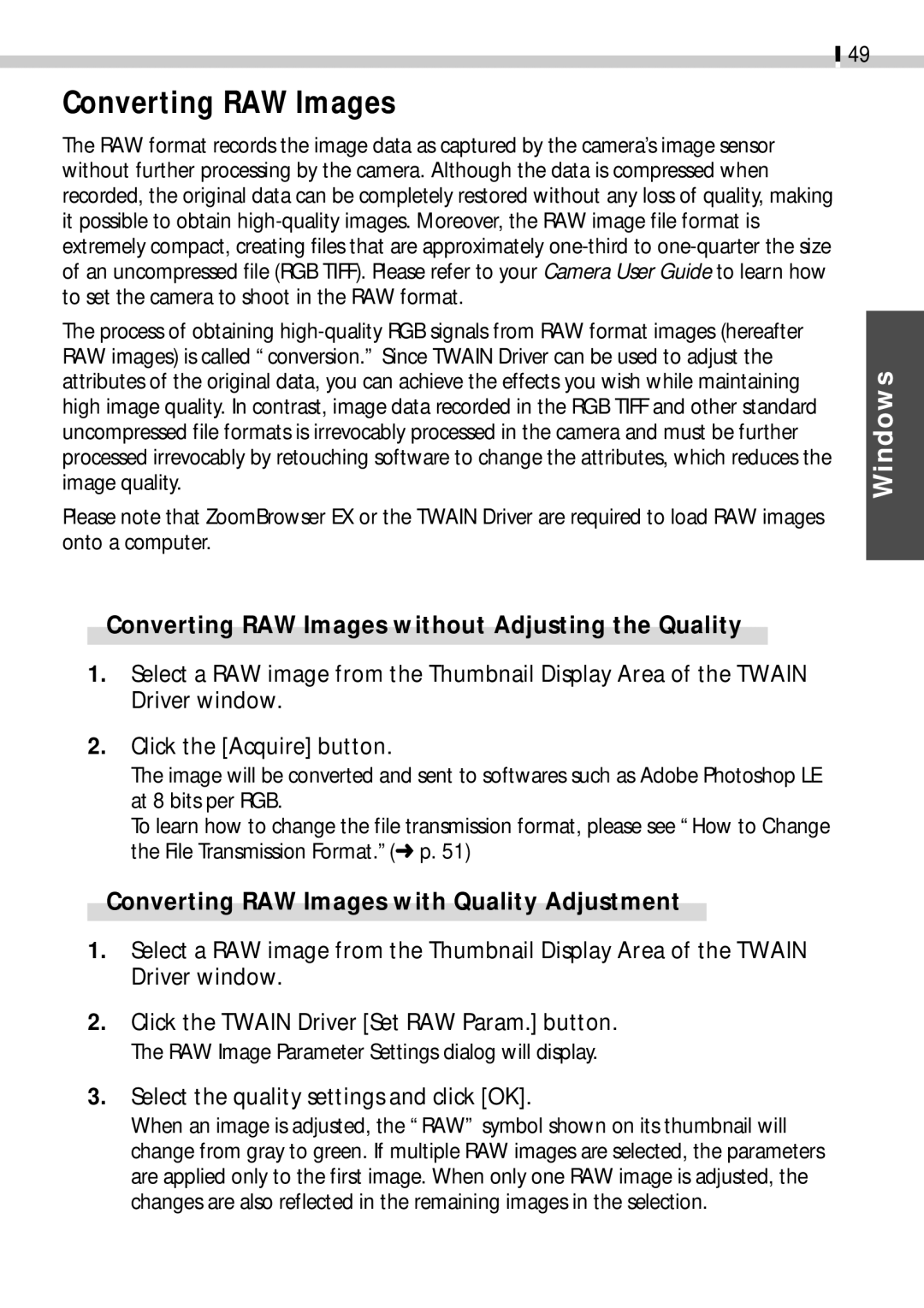 Canon CDI-E019-010 manual Converting RAW Images 