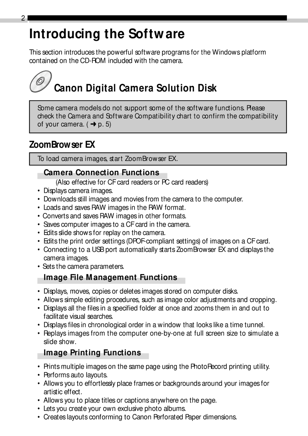 Canon CDI-E019-010 manual Introducing the Software, Canon Digital Camera Solution Disk, ZoomBrowser EX 