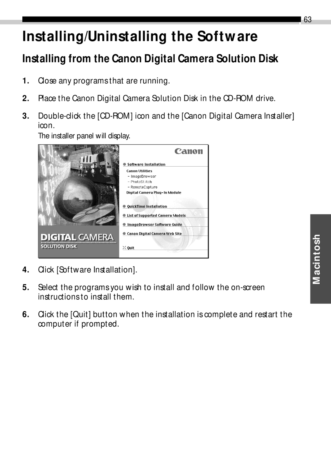 Canon CDI-E019-010 manual Installer panel will display 