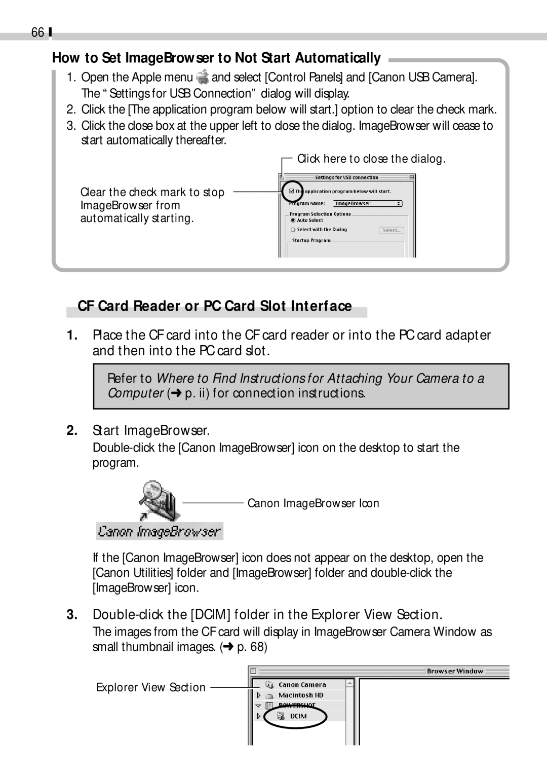 Canon CDI-E019-010 manual How to Set ImageBrowser to Not Start Automatically, Start ImageBrowser 