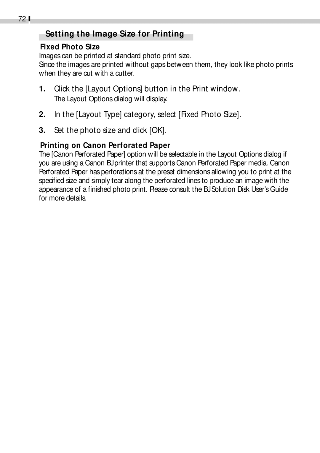 Canon CDI-E019-010 manual Setting the Image Size for Printing 