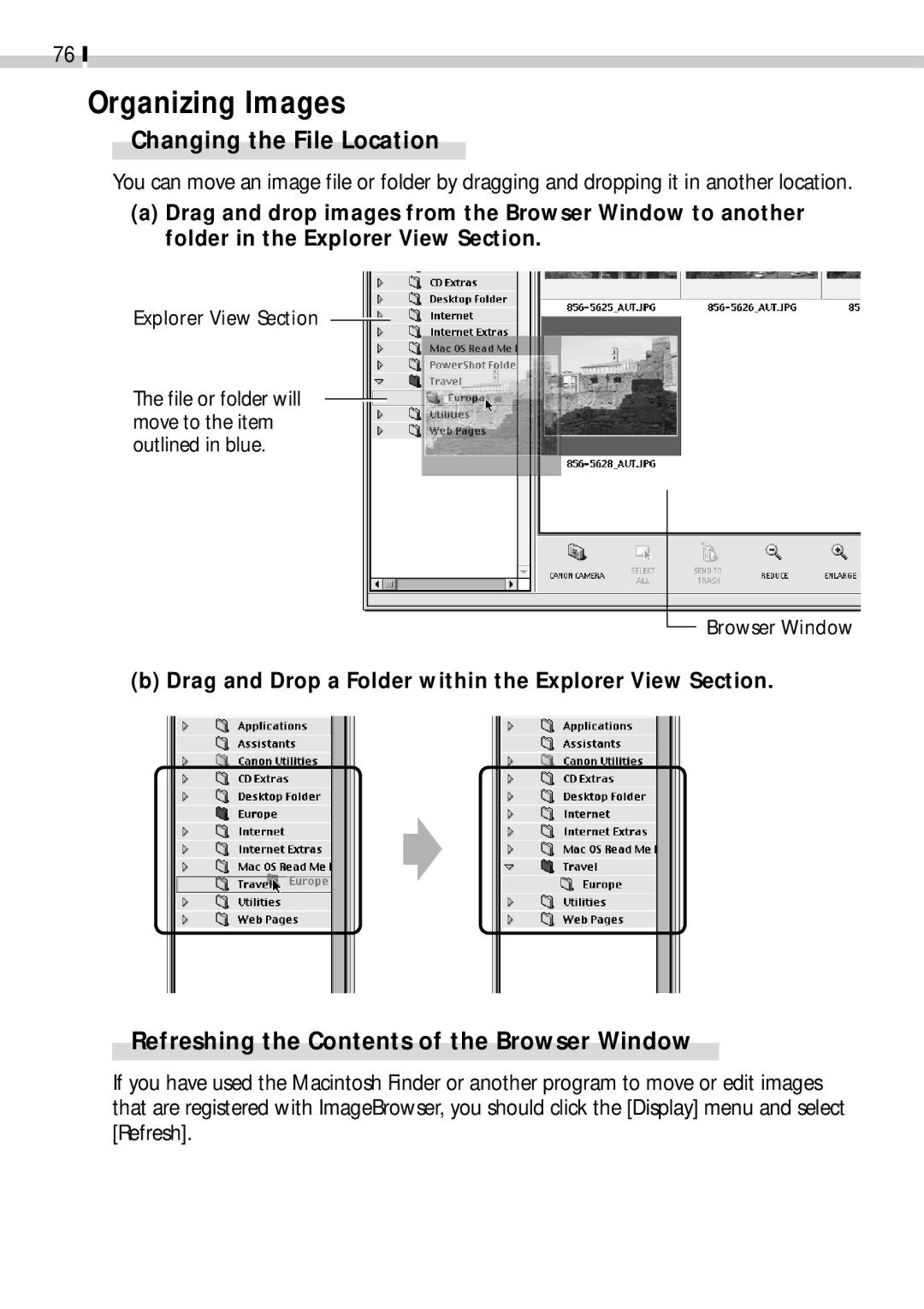 Canon CDI-E019-010 manual Organizing Images, Refreshing the Contents of the Browser Window 