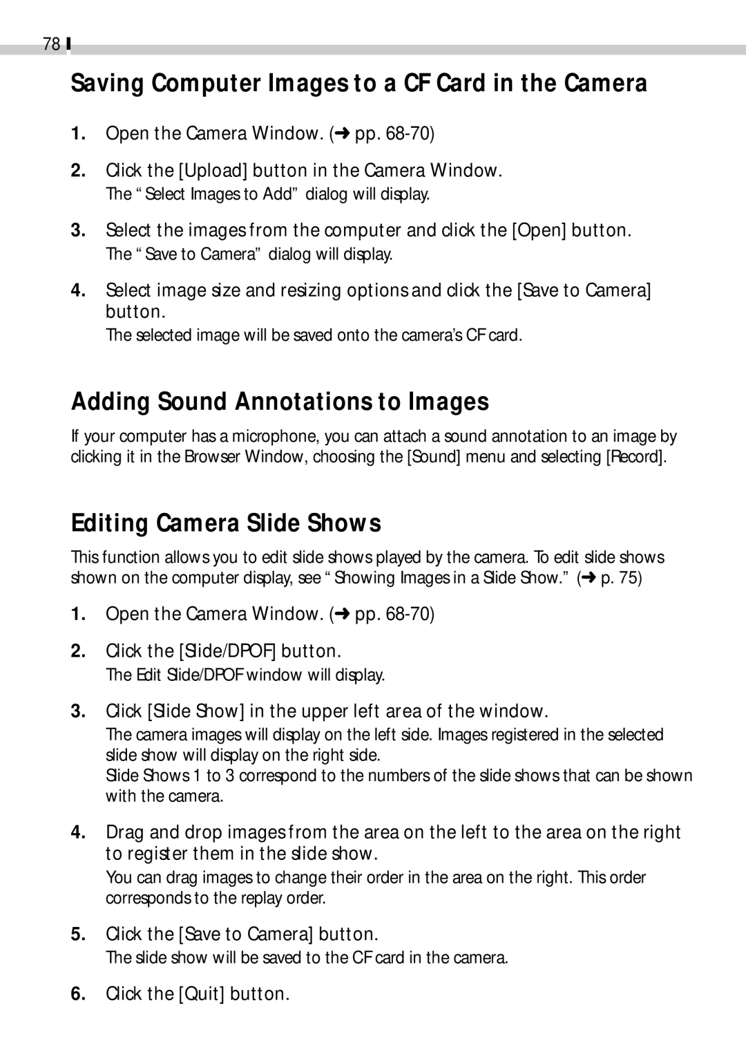 Canon CDI-E019-010 manual Adding Sound Annotations to Images, Click the Quit button 