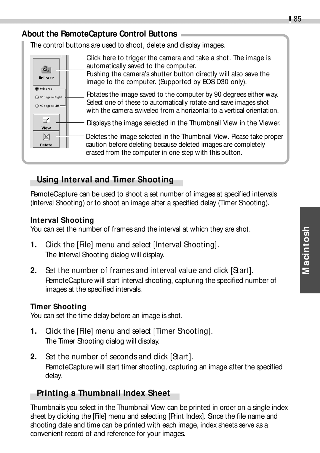 Canon CDI-E019-010 manual About the RemoteCapture Control Buttons 