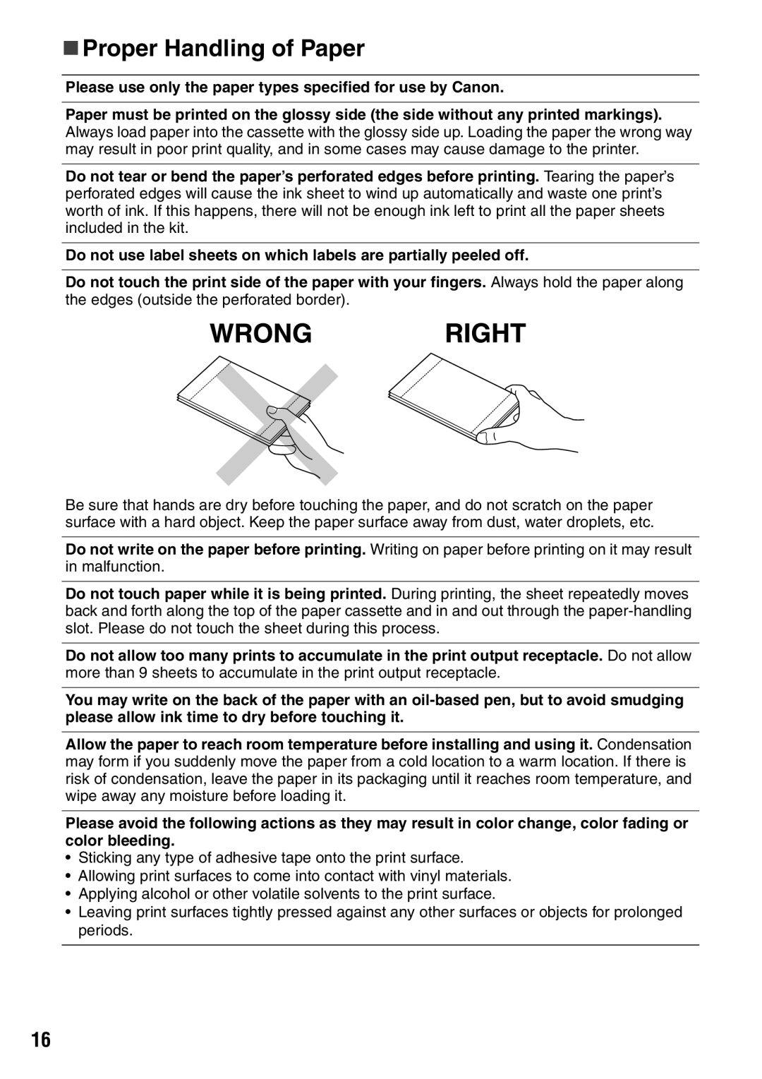 Canon CDI-M113-010 manual „ Proper Handling of Paper 