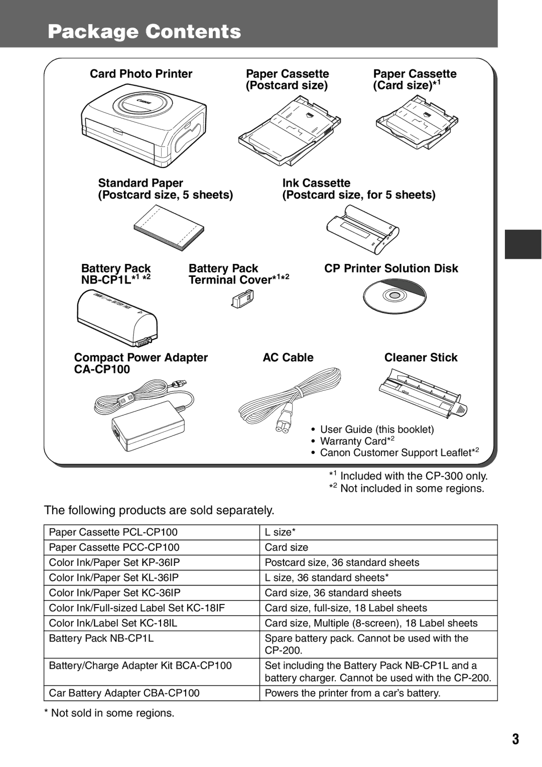 Canon CDI-M113-010 manual Package Contents 