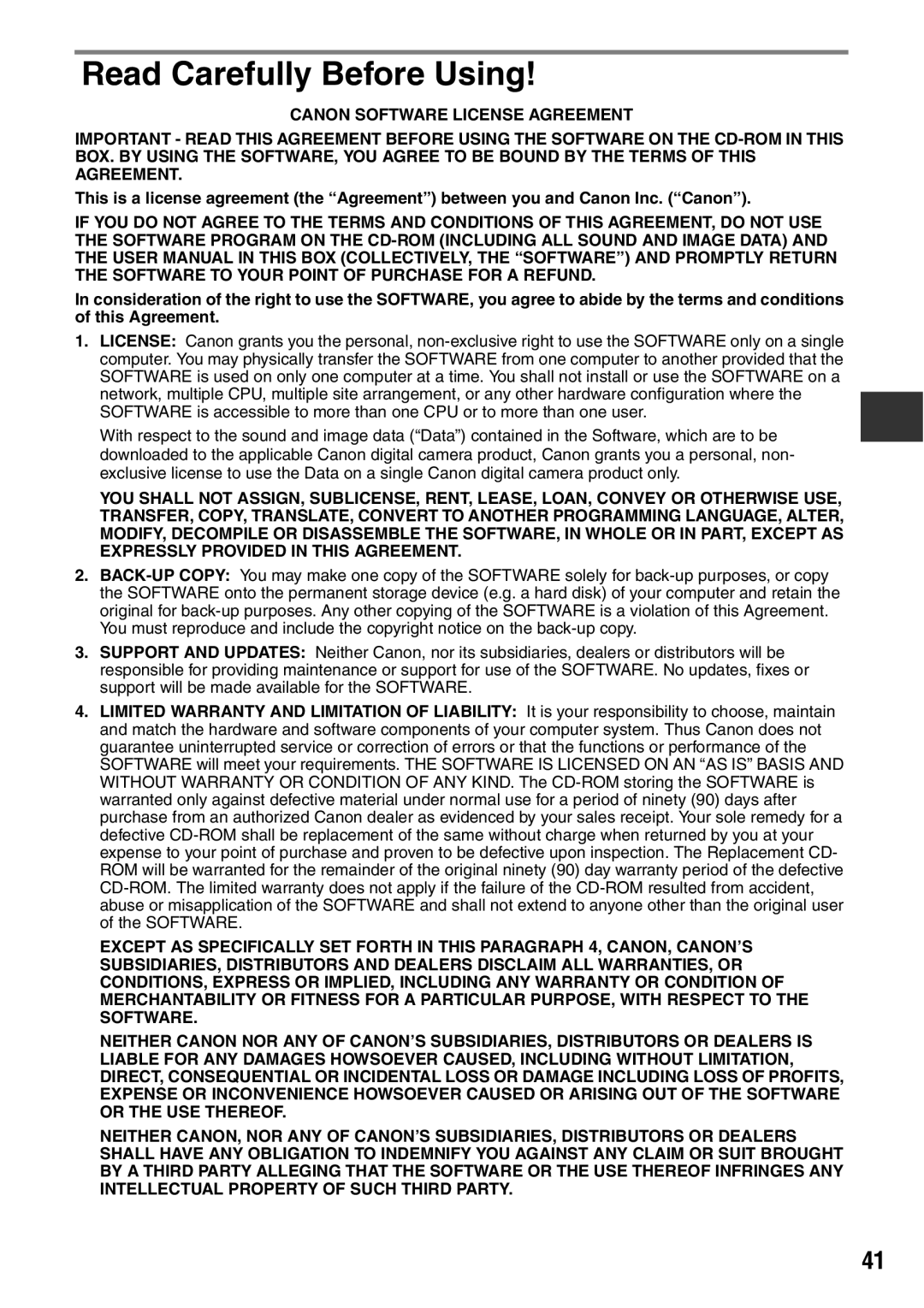 Canon CDI-M113-010 manual Read Carefully Before Using 