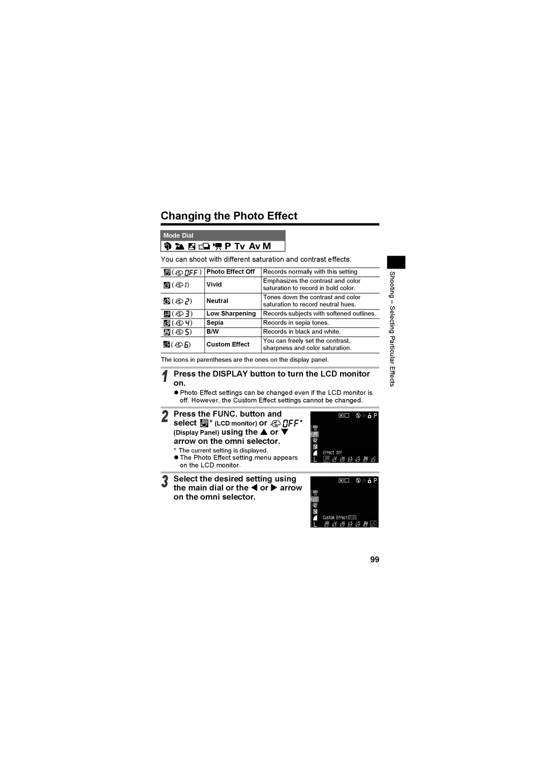 Canon CEL-SE65A210 manual Changing the Photo Effect 