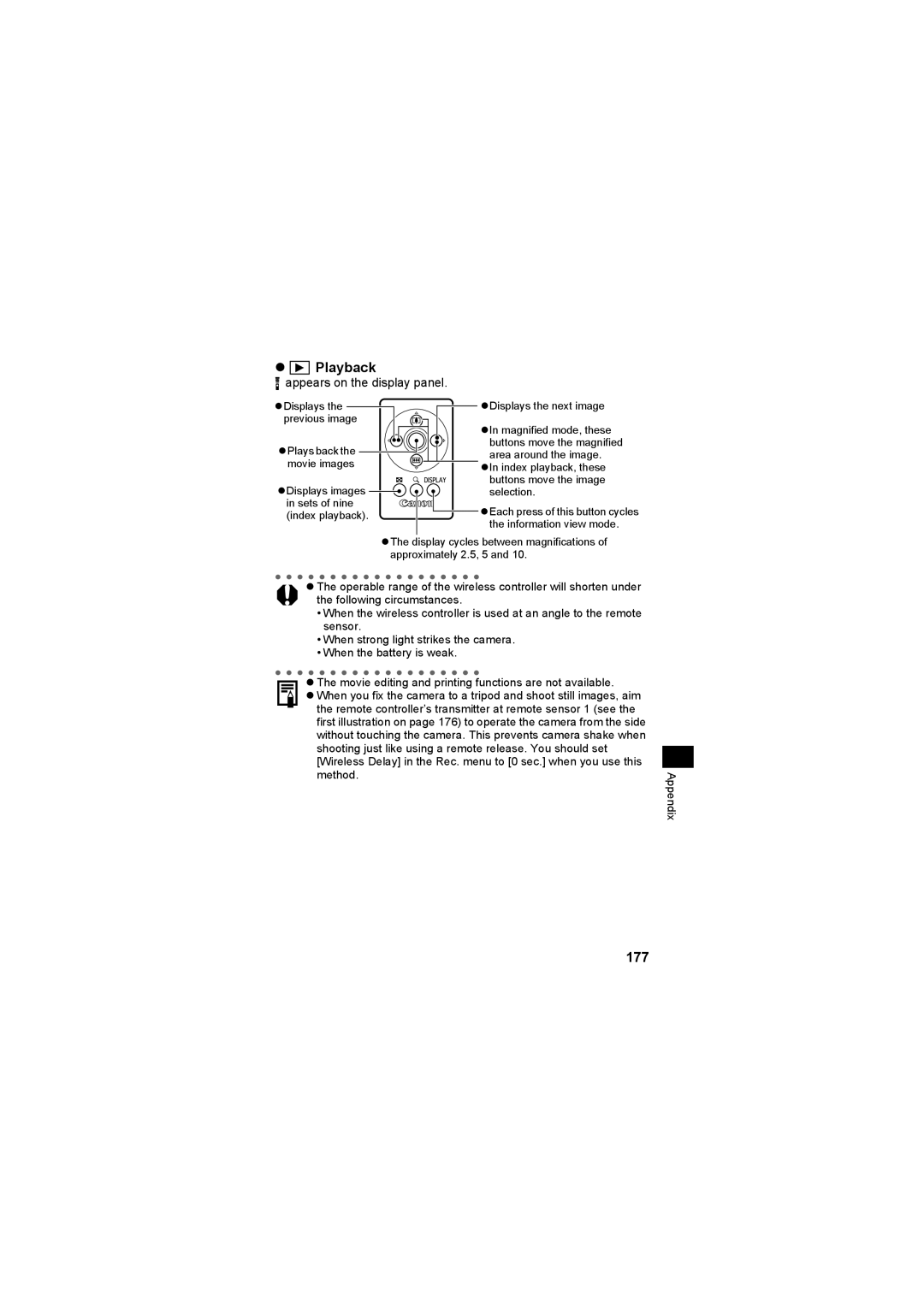 Canon CEL-SE65A210 manual Playback, 177 