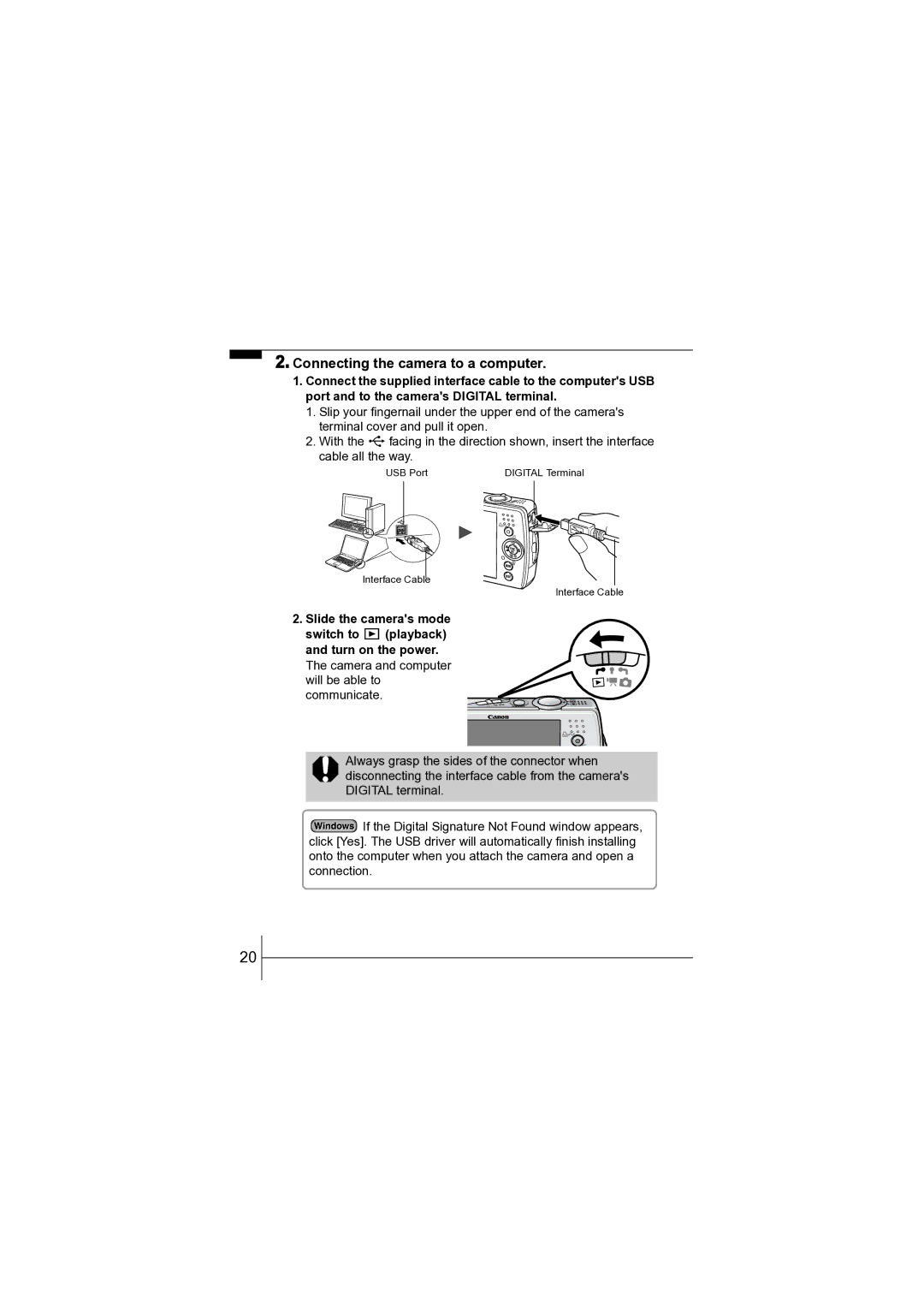 Canon CEL-SF7BA210 manual Connecting the camera to a computer 