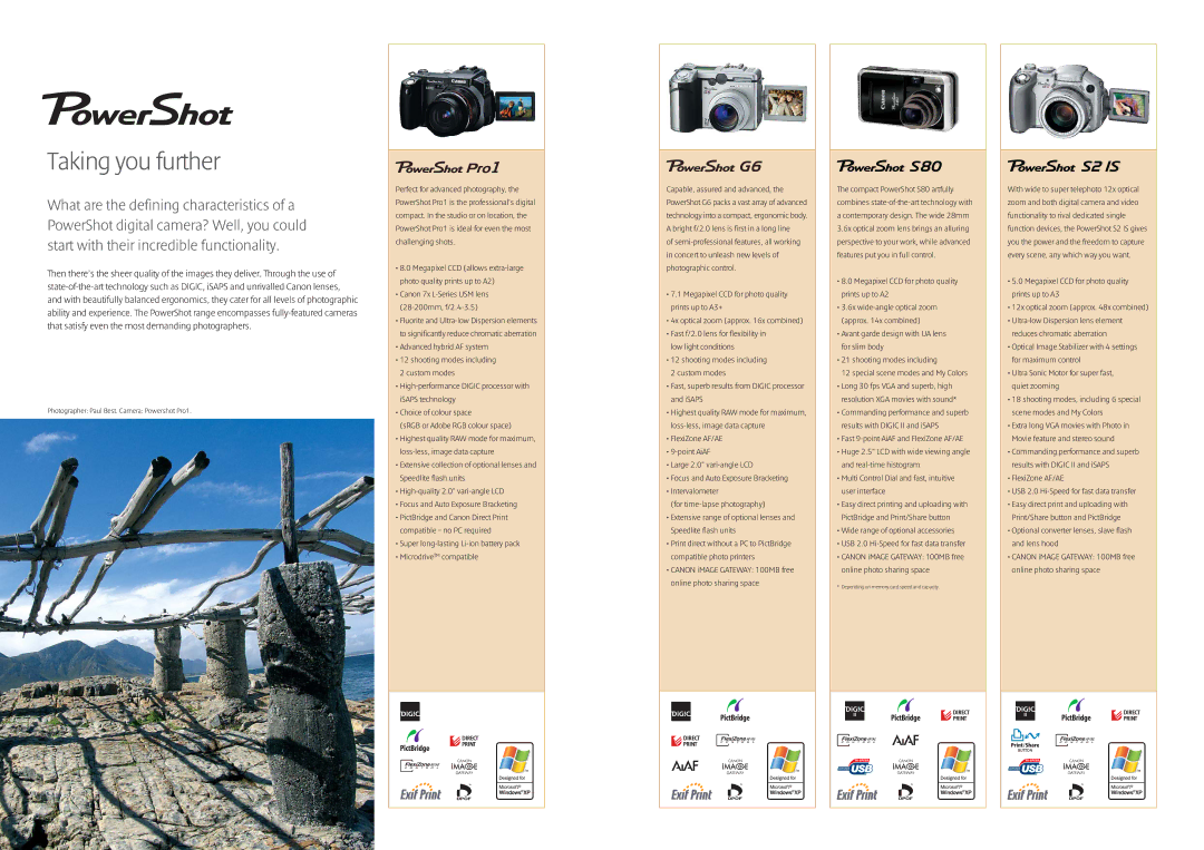 Canon Compact Cameras manual Taking you further, Canon iMAGE Gateway 100MB free online photo sharing space 