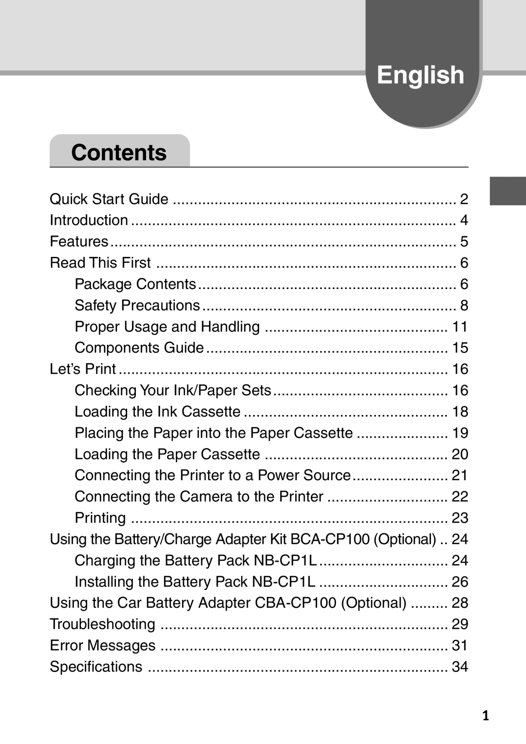 Canon CP-100 manual English 