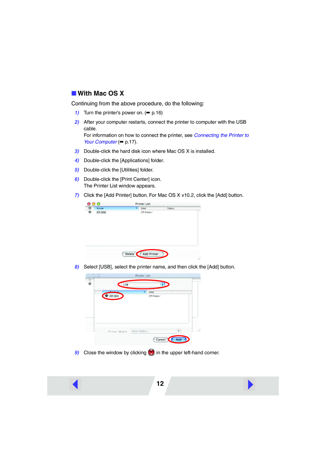 Canon CP-200, CP-300 manual With Mac OS, Continuing from the above procedure, do the following 