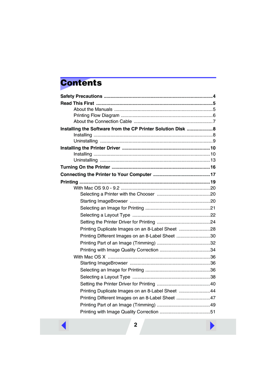 Canon CP-200, CP-300 manual Contents 